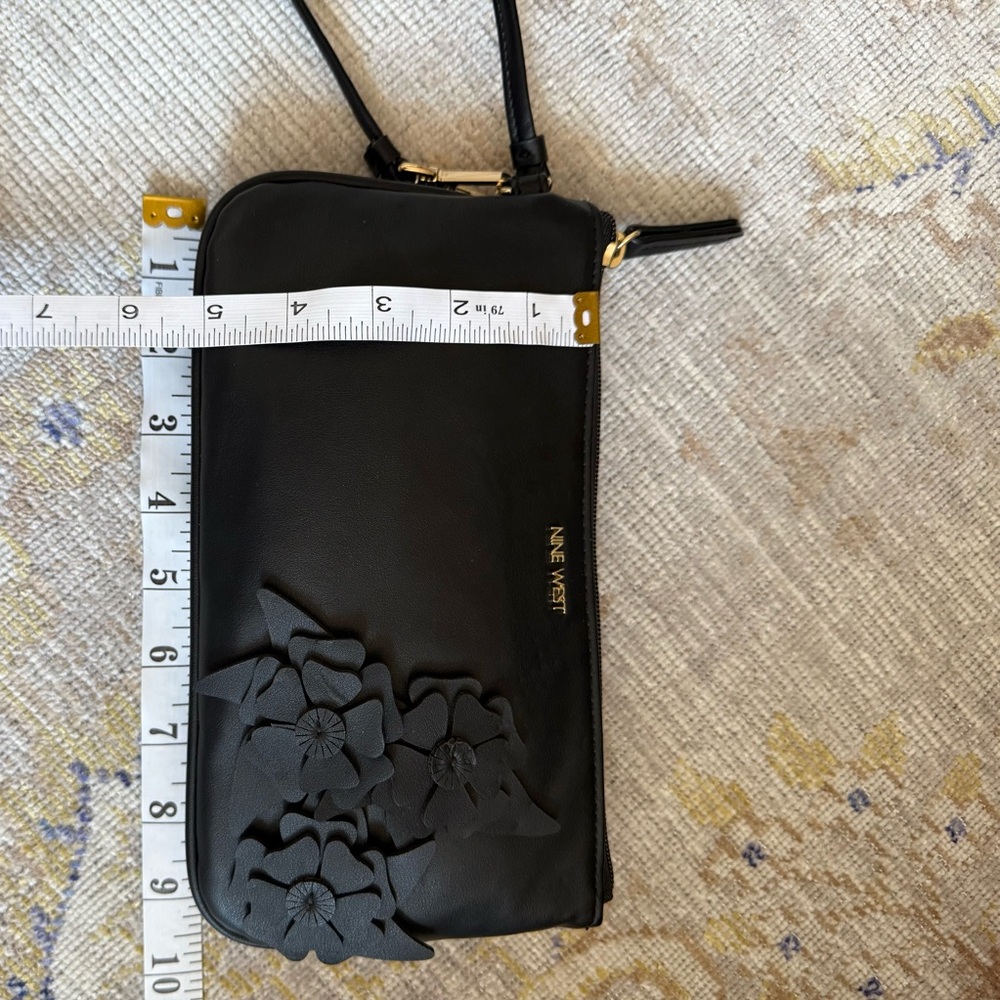 Nine West Black Floral Appliqué Wristlet Clutch - Picture 5 of 6